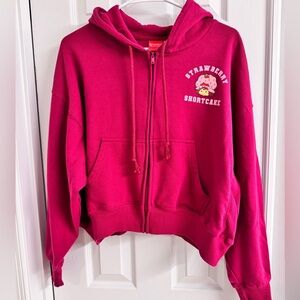 NWOT Strawberry Shortcake Cropped Oversized Hooded Sweatshirt - Size Extra Large